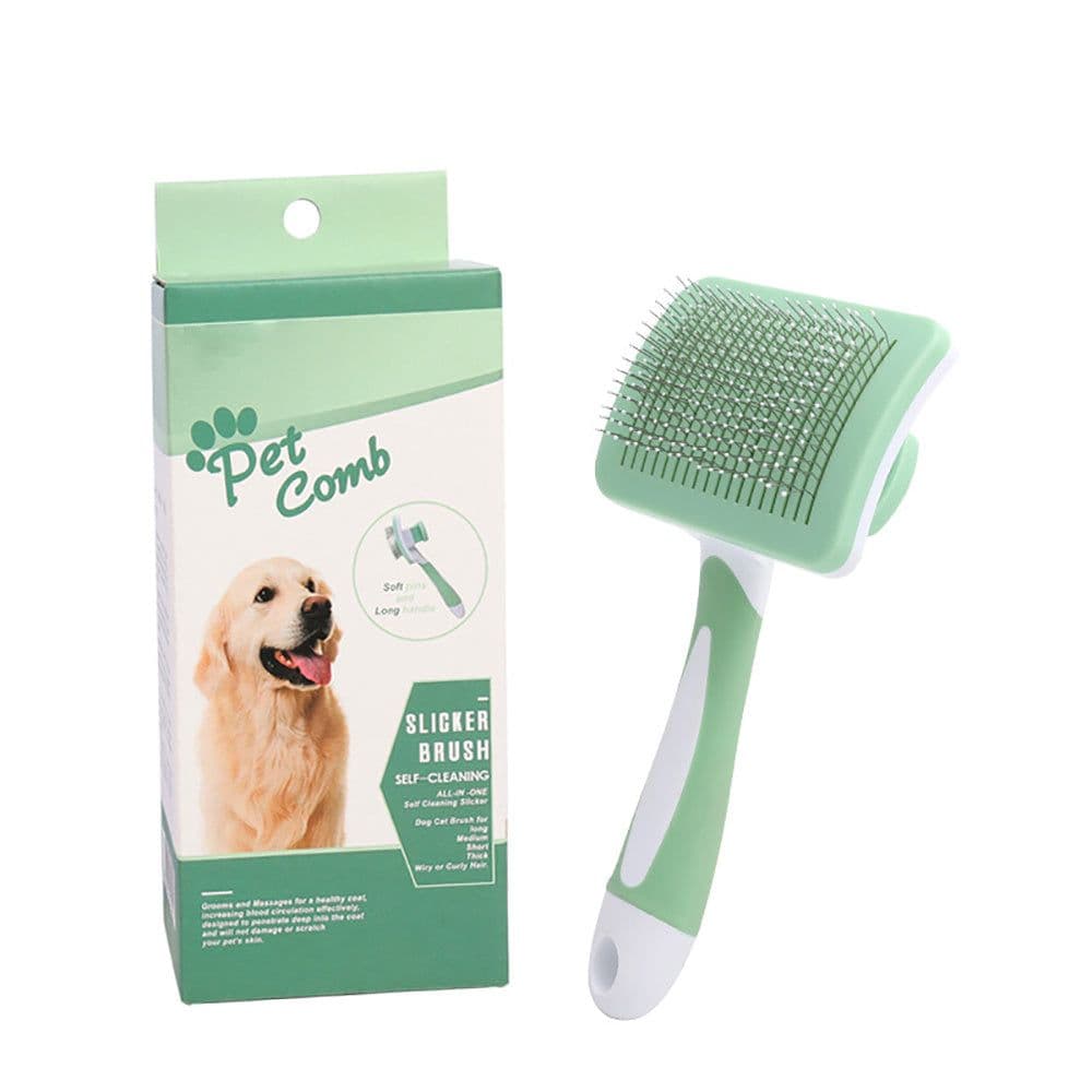 image-Self Cleaning Slicker Brush For Dogs, Cats Pets-One Click Cleaning Function-Gentle Effective Cat, Pet Dog Hair Remover-Dog Grooming Accessories For Small, Medium Large Dogs