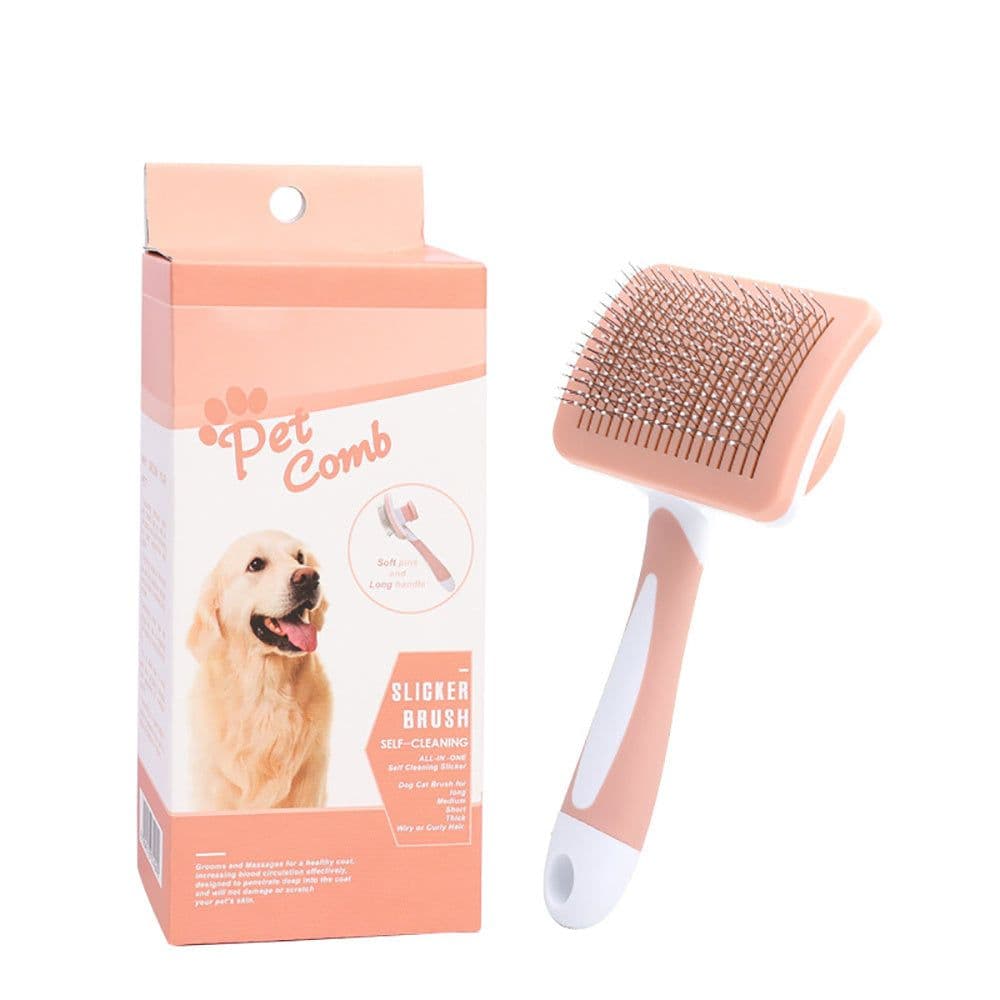 image-Self Cleaning Slicker Brush For Dogs, Cats Pets-One Click Cleaning Function-Gentle Effective Cat, Pet Dog Hair Remover-Dog Grooming Accessories For Small, Medium Large Dogs
