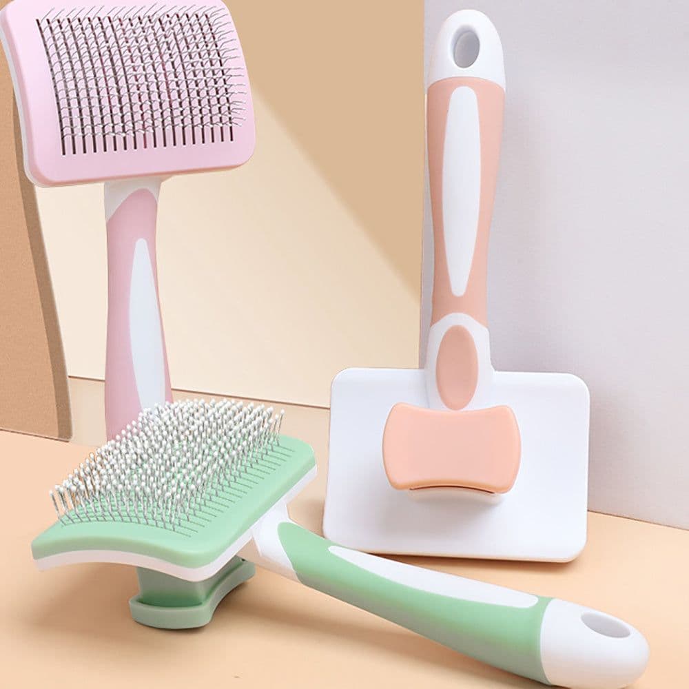image-Self Cleaning Slicker Brush For Dogs, Cats Pets-One Click Cleaning Function-Gentle Effective Cat, Pet Dog Hair Remover-Dog Grooming Accessories For Small, Medium Large Dogs