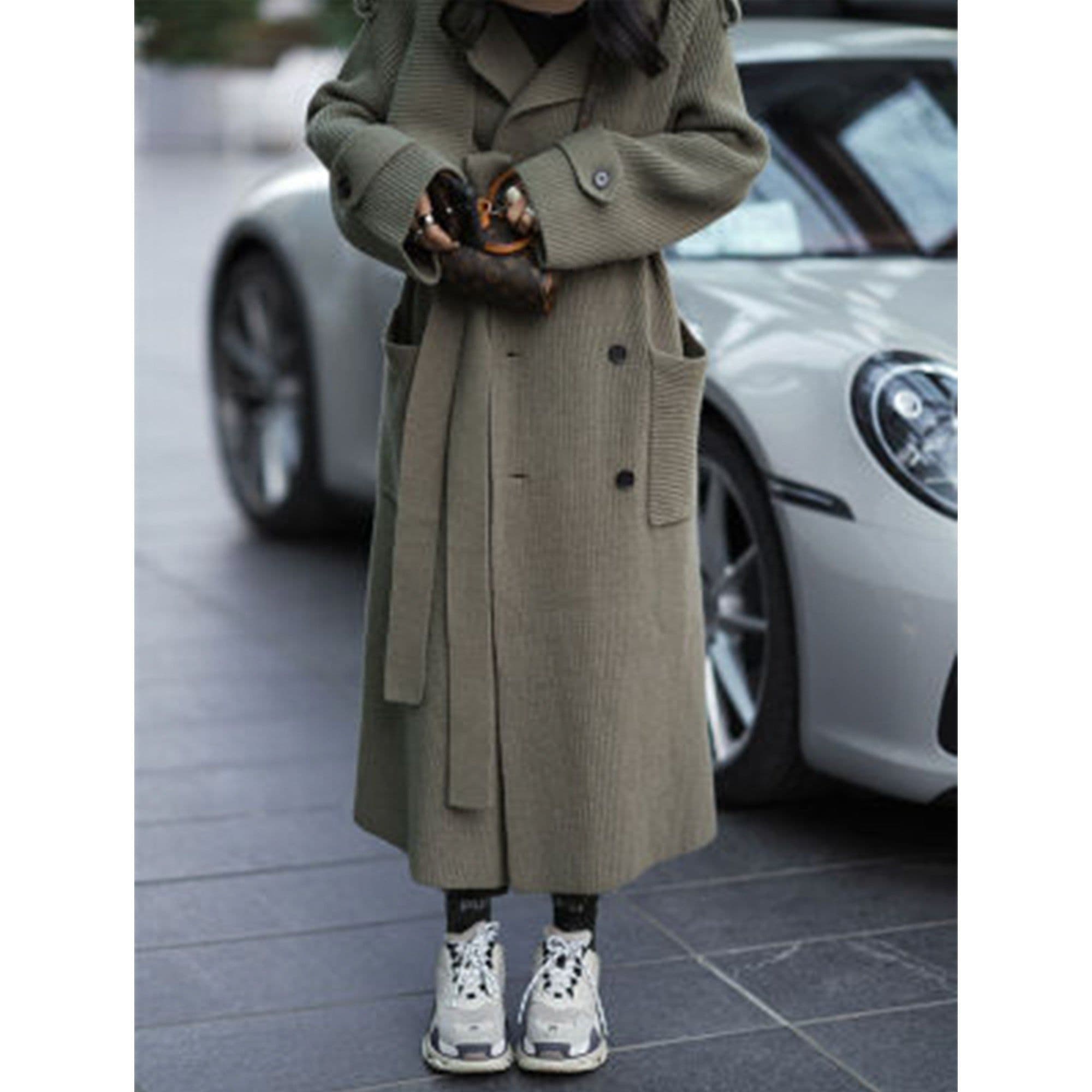 image-High-end Thickened Long Heavy-duty Windbreaker Sweater Jacket With Loose Design And Lazy Style Knitted Cardigan For Women In Autumn And Winter