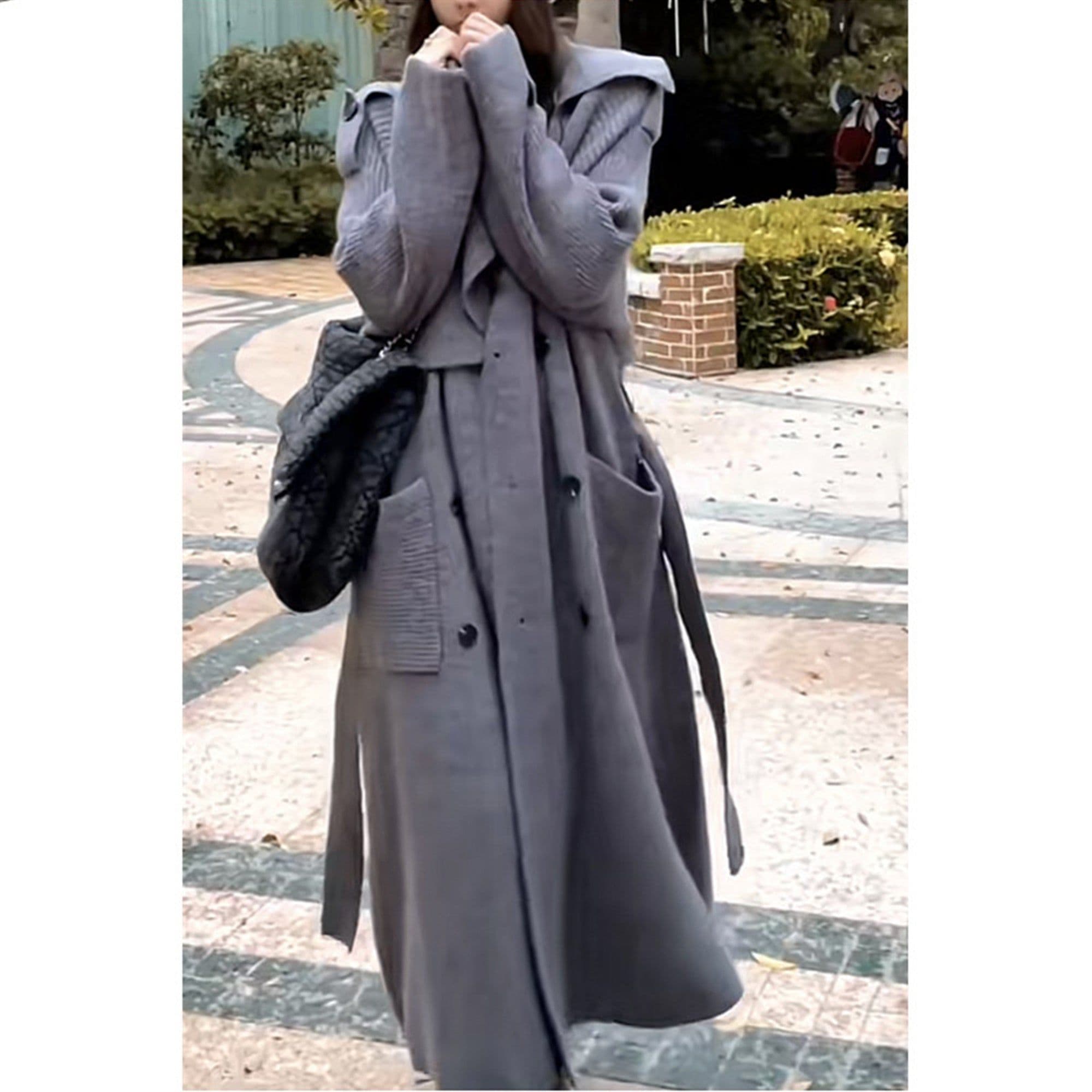 image-High-end Thickened Long Heavy-duty Windbreaker Sweater Jacket With Loose Design And Lazy Style Knitted Cardigan For Women In Autumn And Winter