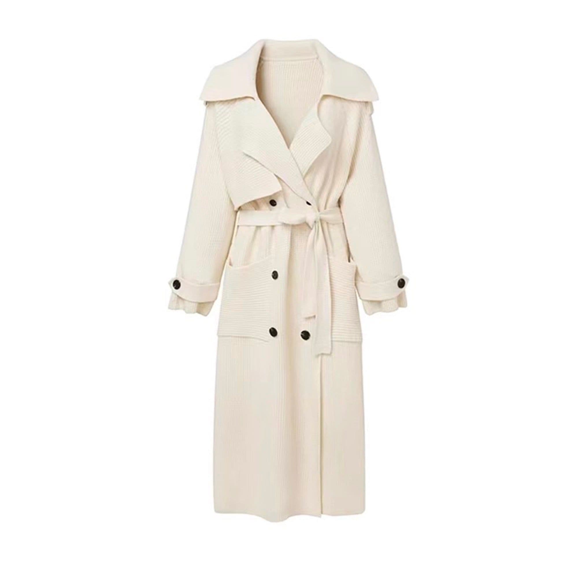 image-High-end Thickened Long Heavy-duty Windbreaker Sweater Jacket With Loose Design And Lazy Style Knitted Cardigan For Women In Autumn And Winter