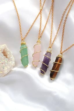 image-Double-ended Natural Crystals | 18K Hand Wired Necklaces