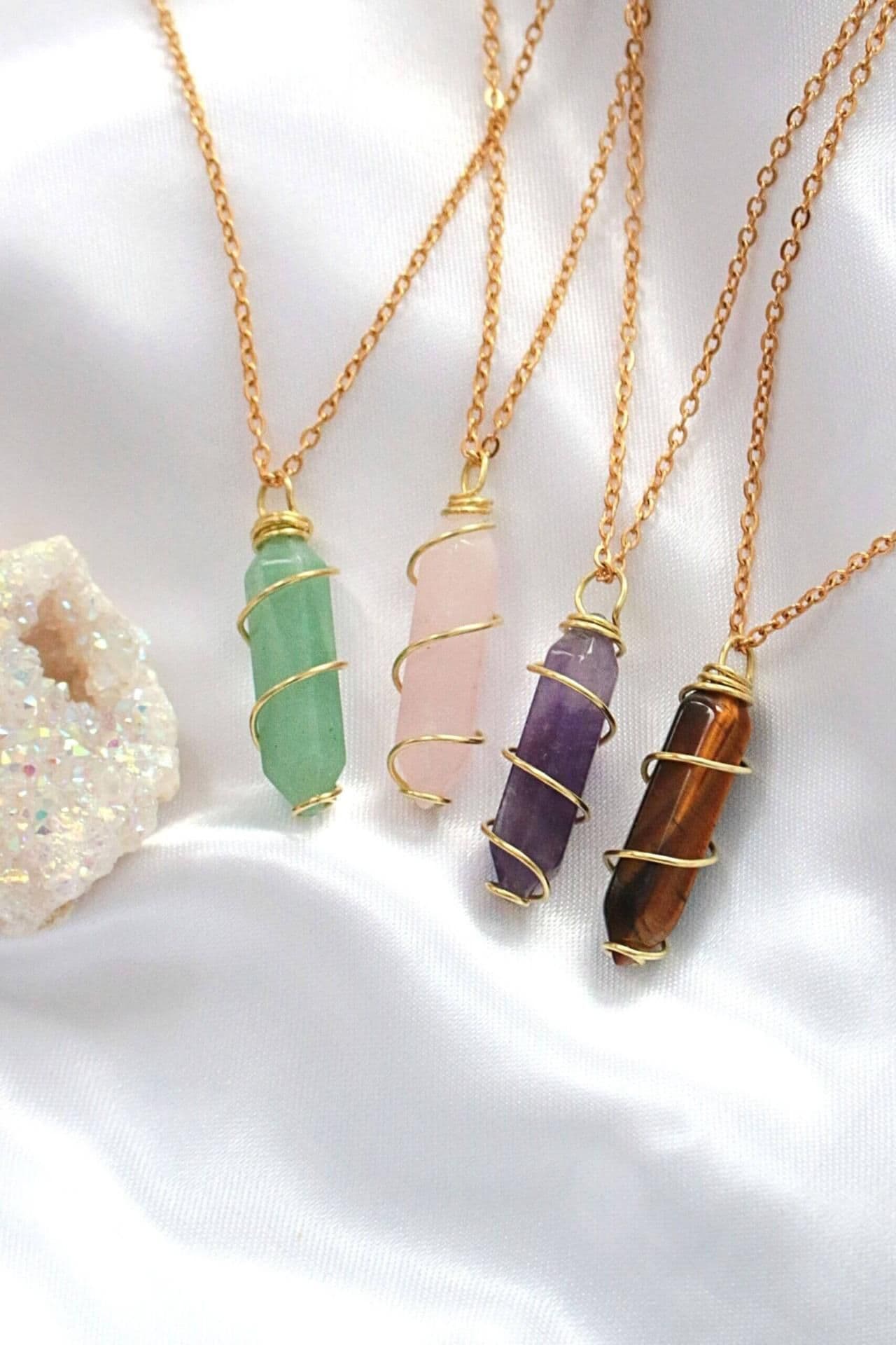 image-Double-ended Natural Crystals | 18K Hand Wired Necklaces