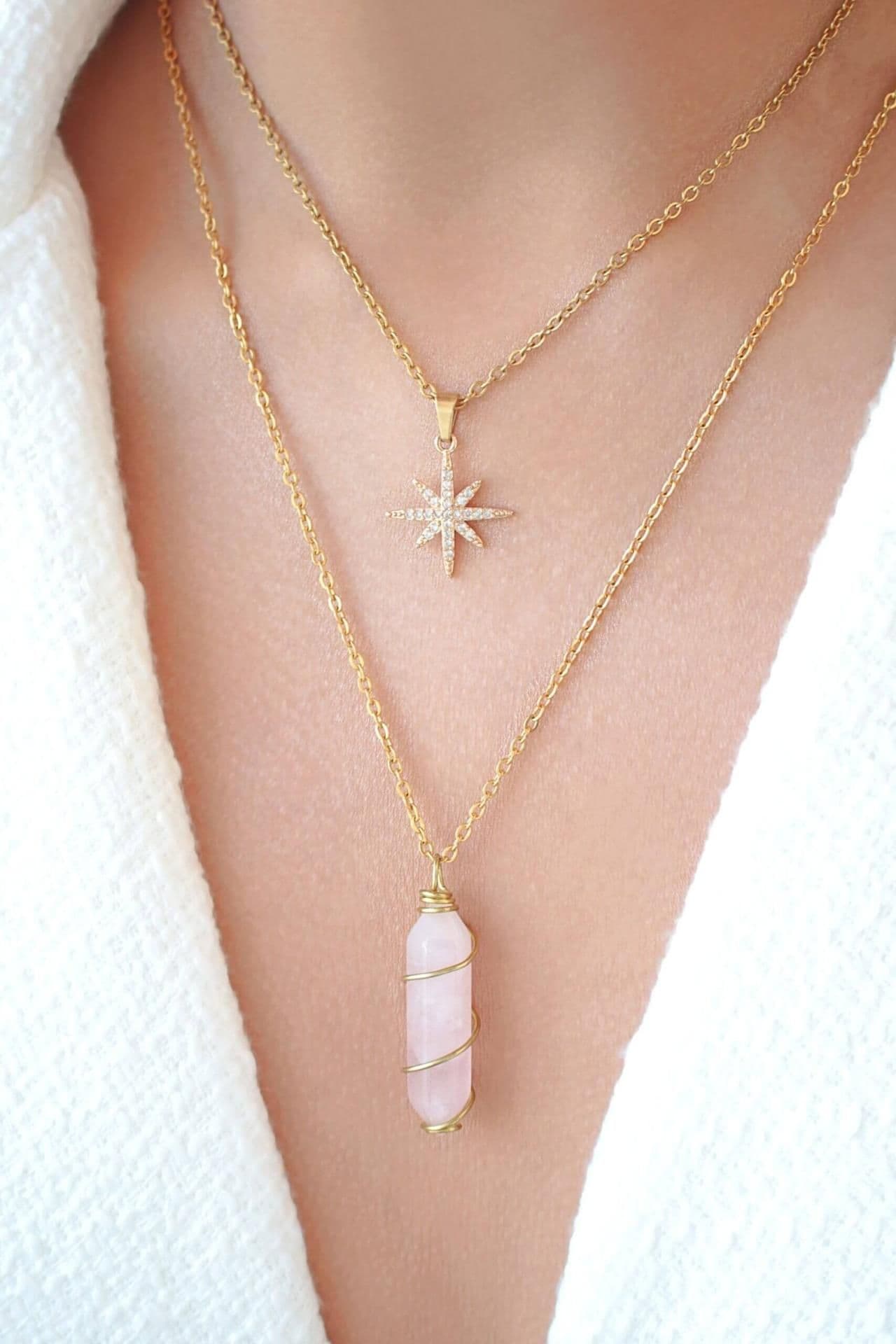 image-Double-ended Natural Crystals | 18K Hand Wired Necklaces