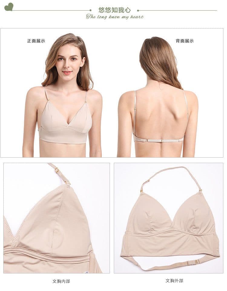 image-Three ways to wear sexy glossy large halter dress halter neck strapless bra with beautiful back French no steel ring bra on behalf of