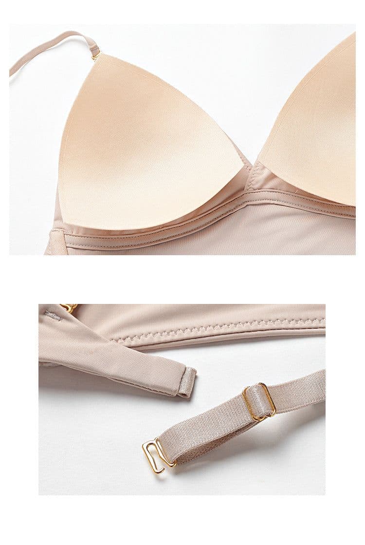 image-Three ways to wear sexy glossy large halter dress halter neck strapless bra with beautiful back French no steel ring bra on behalf of