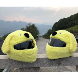 image-Helmet Protection Headgear Full Helmet Cartoon Plush Panda Frog Puppy Unveiled Helmet Sports Car