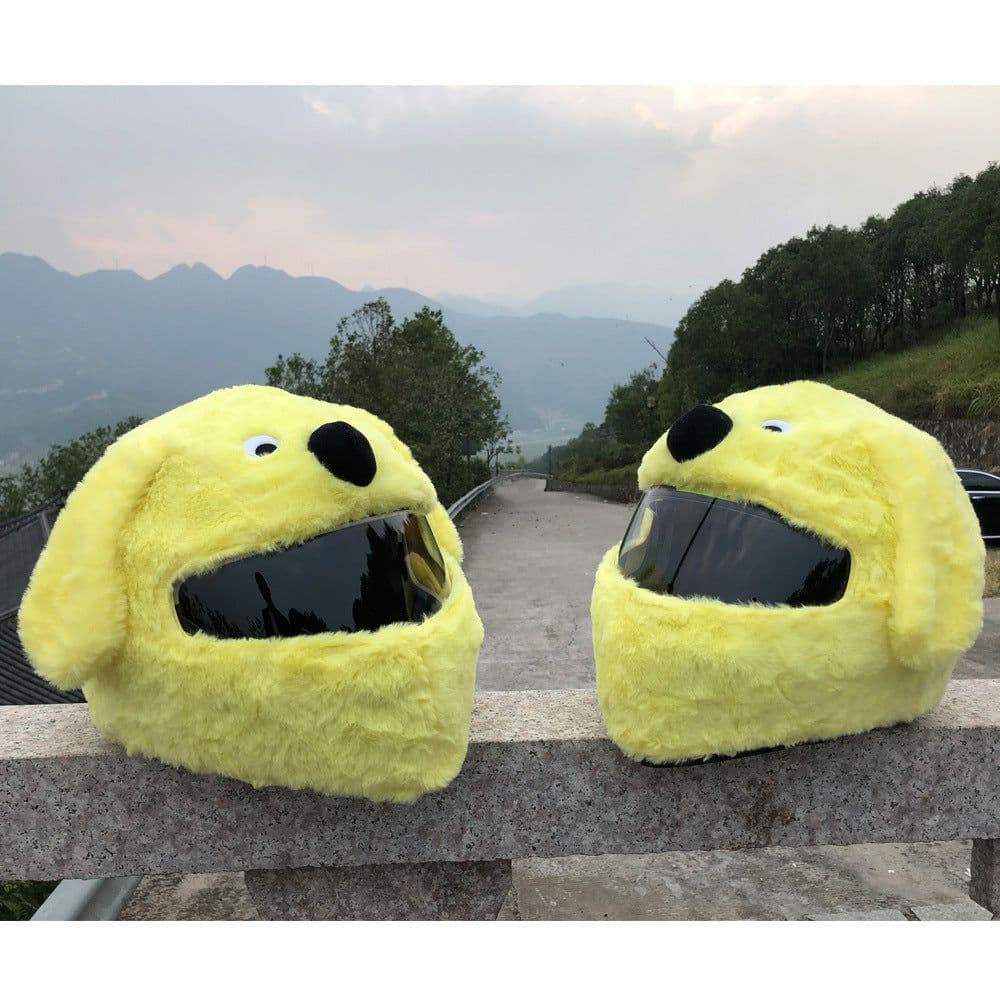 image-Helmet Protection Headgear Full Helmet Cartoon Plush Panda Frog Puppy Unveiled Helmet Sports Car
