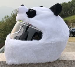 image-Helmet Protection Headgear Full Helmet Cartoon Plush Panda Frog Puppy Unveiled Helmet Sports Car