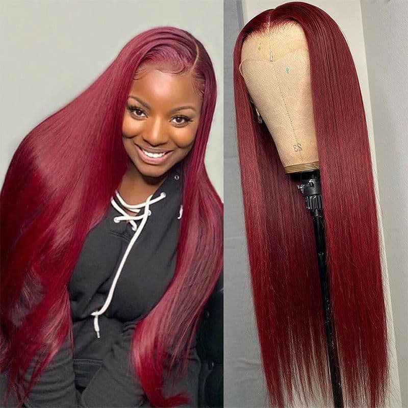 image-Full Headgear Long Straight Front Lace Wig Smooth Hair