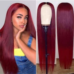 image-Full Headgear Long Straight Front Lace Wig Smooth Hair