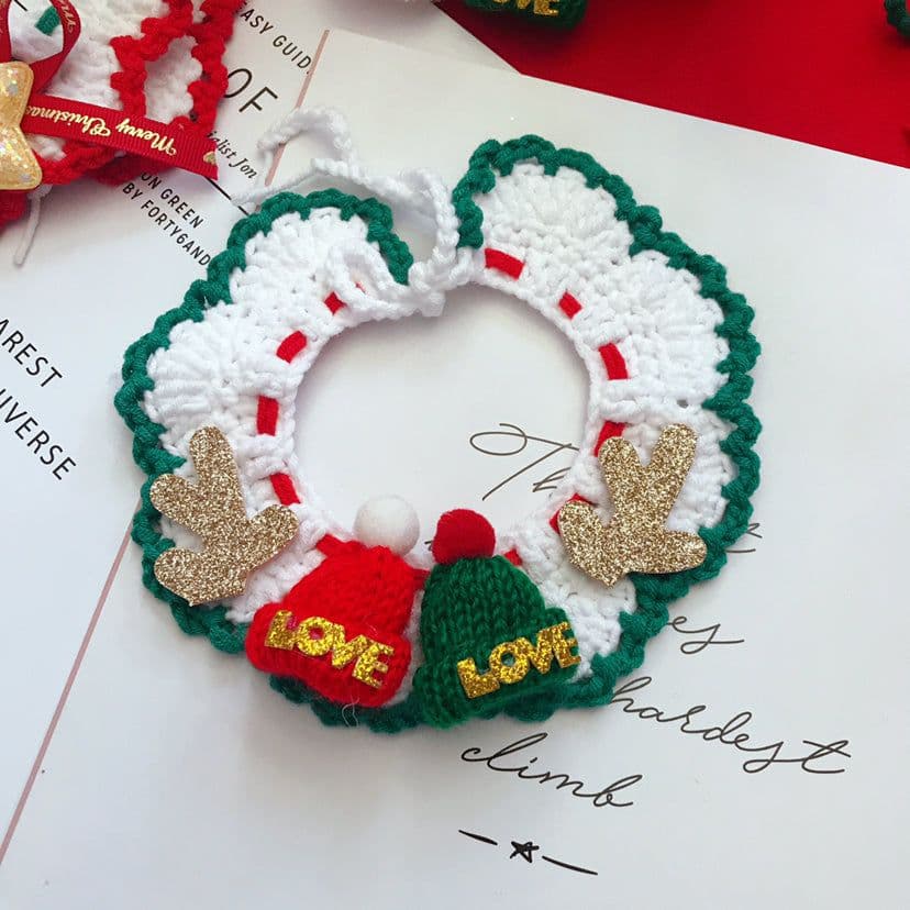 image-Wool Pet Collar Hand Woven Collar Christmas Pet Accessories