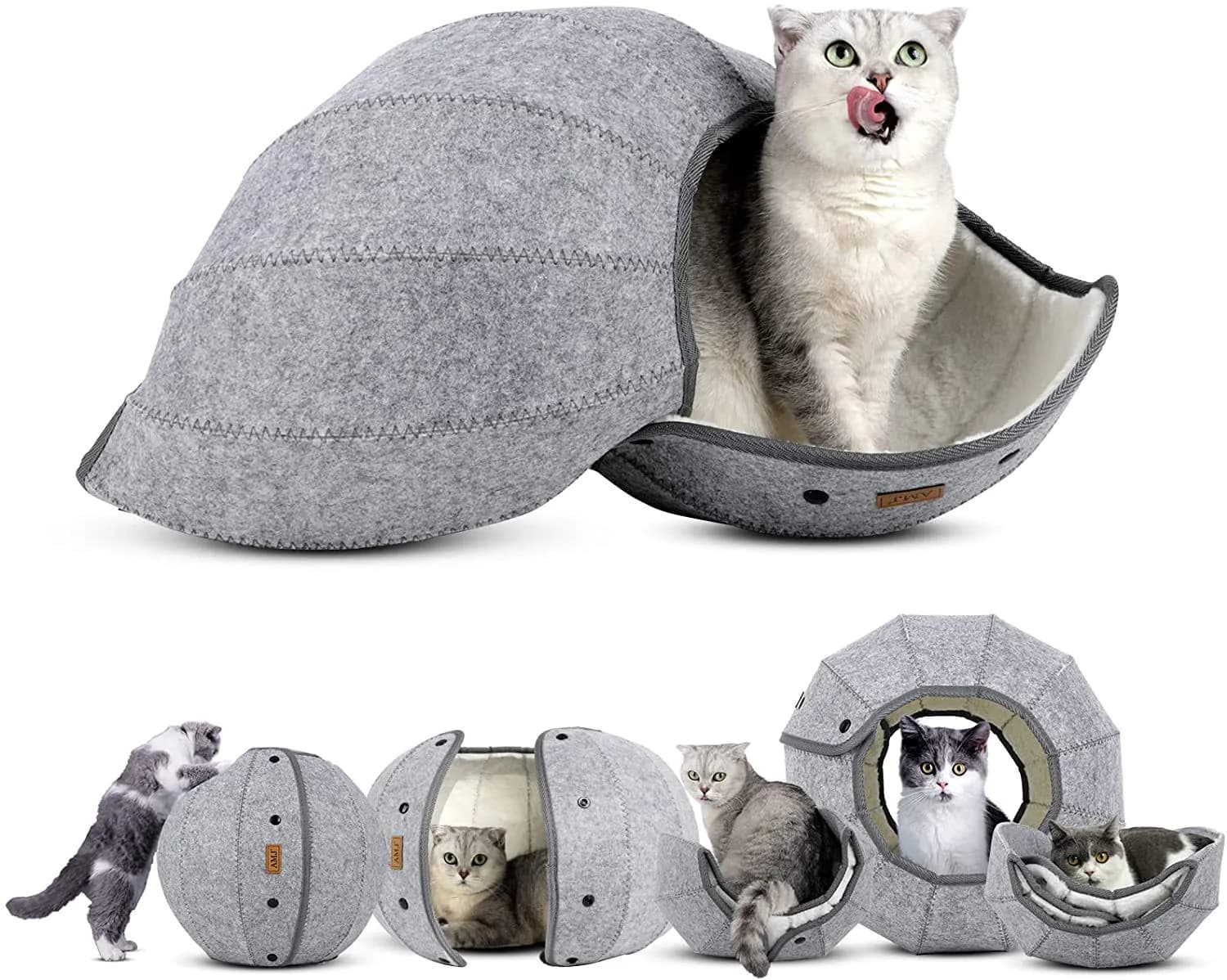 image-Cat Tunnel Toy Foldable Cat Tube Indoor Cat Cave Bed Multi-Function Pet Toy For Puppy Dogs Cats Interactive Ball Toy