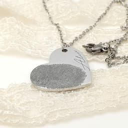 image-Personalized Fingerprint Necklace Custom Heart Necklace Name Necklace Memorial Gift Christmas Gift Valentines Day Gift