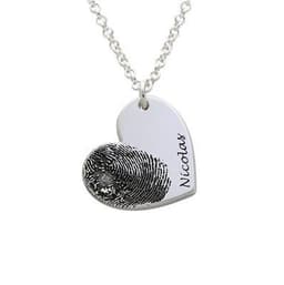 image-Personalized Fingerprint Necklace Custom Heart Necklace Name Necklace Memorial Gift Christmas Gift Valentines Day Gift