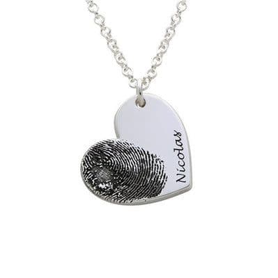 image-Personalized Fingerprint Necklace Custom Heart Necklace Name Necklace Memorial Gift Christmas Gift Valentines Day Gift