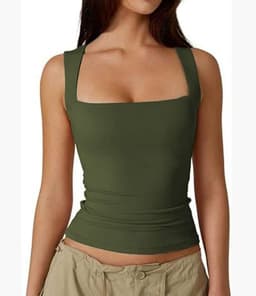 image-Summer Square-neck Tank Vest Ins Fashion Slim Solid Sleeveless Tops For Women Clothing