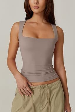 image-Summer Square-neck Tank Vest Ins Fashion Slim Solid Sleeveless Tops For Women Clothing