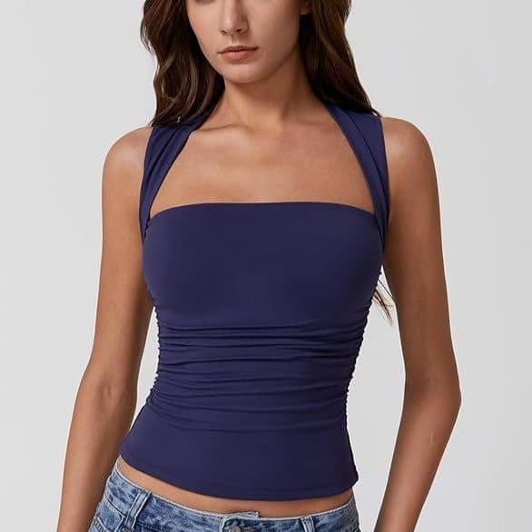 image-Summer Square-neck Tank Vest Ins Fashion Slim Solid Sleeveless Tops For Women Clothing