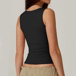 image-Summer Square-neck Tank Vest Ins Fashion Slim Solid Sleeveless Tops For Women Clothing