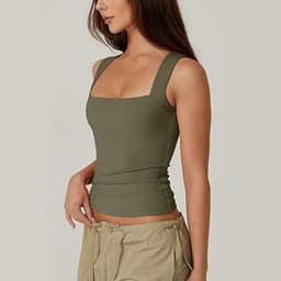 image-Summer Square-neck Tank Vest Ins Fashion Slim Solid Sleeveless Tops For Women Clothing