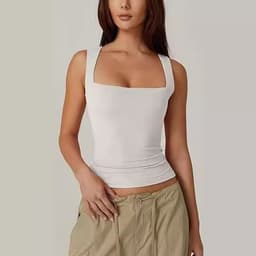 image-Summer Square-neck Tank Vest Ins Fashion Slim Solid Sleeveless Tops For Women Clothing