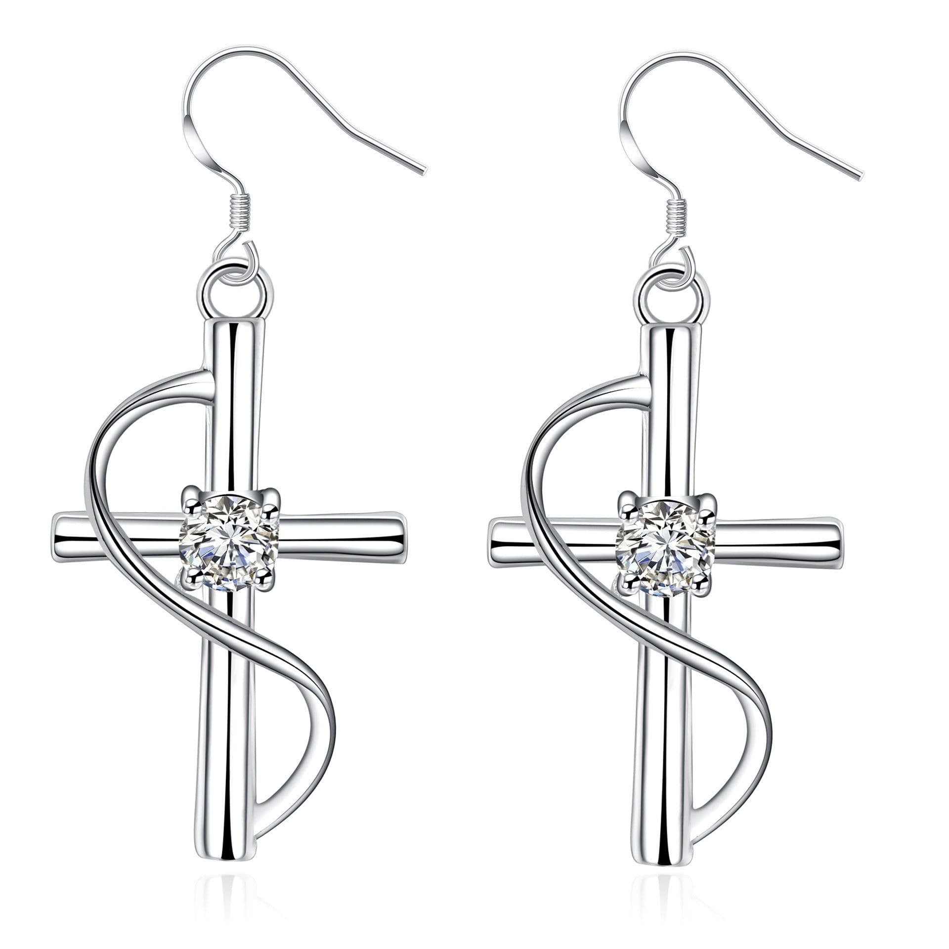 image-New Cross-border Popular Elongated Cross Earrings
