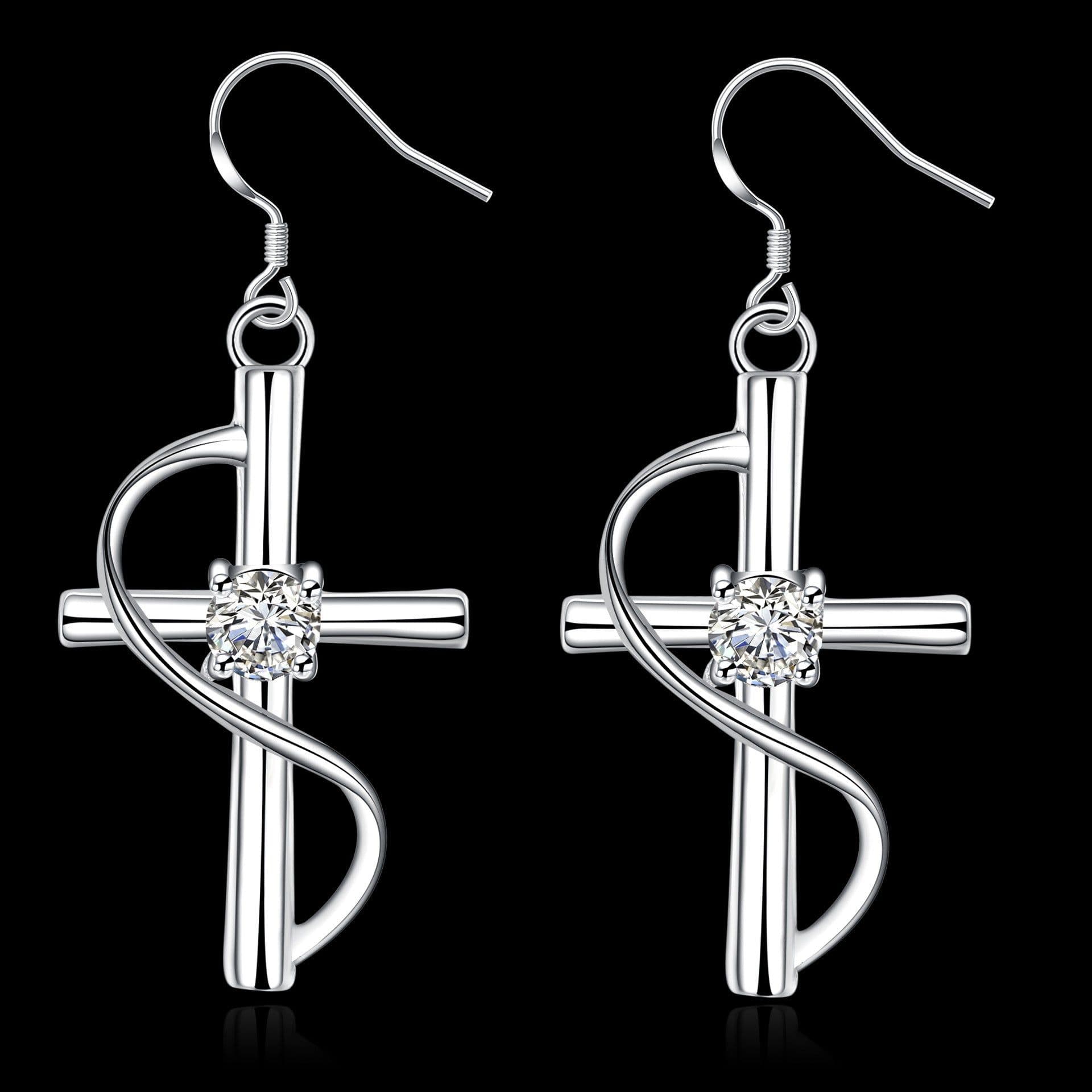 image-New Cross-border Popular Elongated Cross Earrings