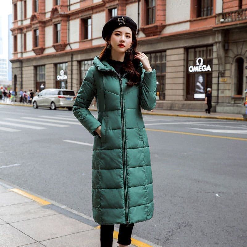 image-Women's thick over-the-knee plus size cotton coat