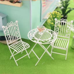 image-Iron Art Table And Chair Coffee Table And Chair Mini Model
