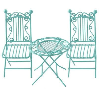 image-Iron Art Table And Chair Coffee Table And Chair Mini Model