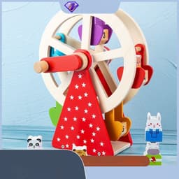 image-Wooden Animal Hand Ferris Wheel Baby Children Early Childhood Educational Toys