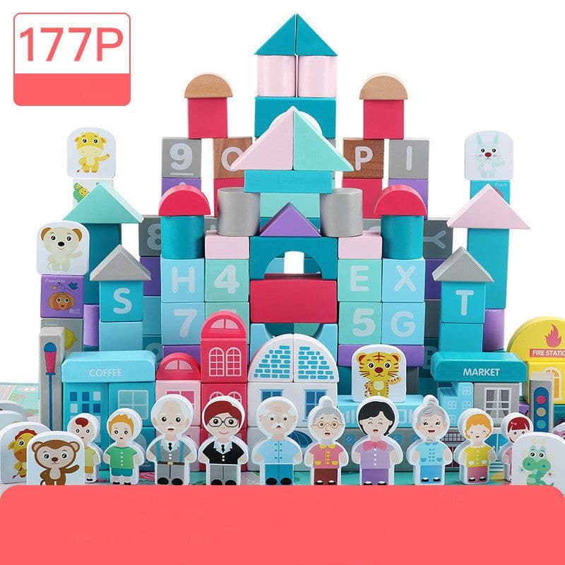 image-Children's Building Block Toys 1-2 Years Old Girl Baby 3-6 Years Old Baby Ppuzzle Boy Wood