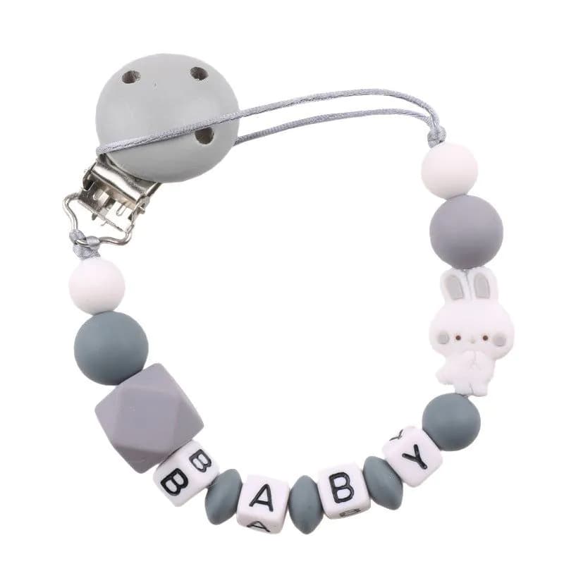 image-AliExpress Baby Pacifier Clip Chain Teether Anti-dropping Chain Bunny Silicone Bead Pacifier Chain Baby Products
