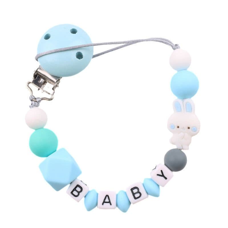 image-AliExpress Baby Pacifier Clip Chain Teether Anti-dropping Chain Bunny Silicone Bead Pacifier Chain Baby Products