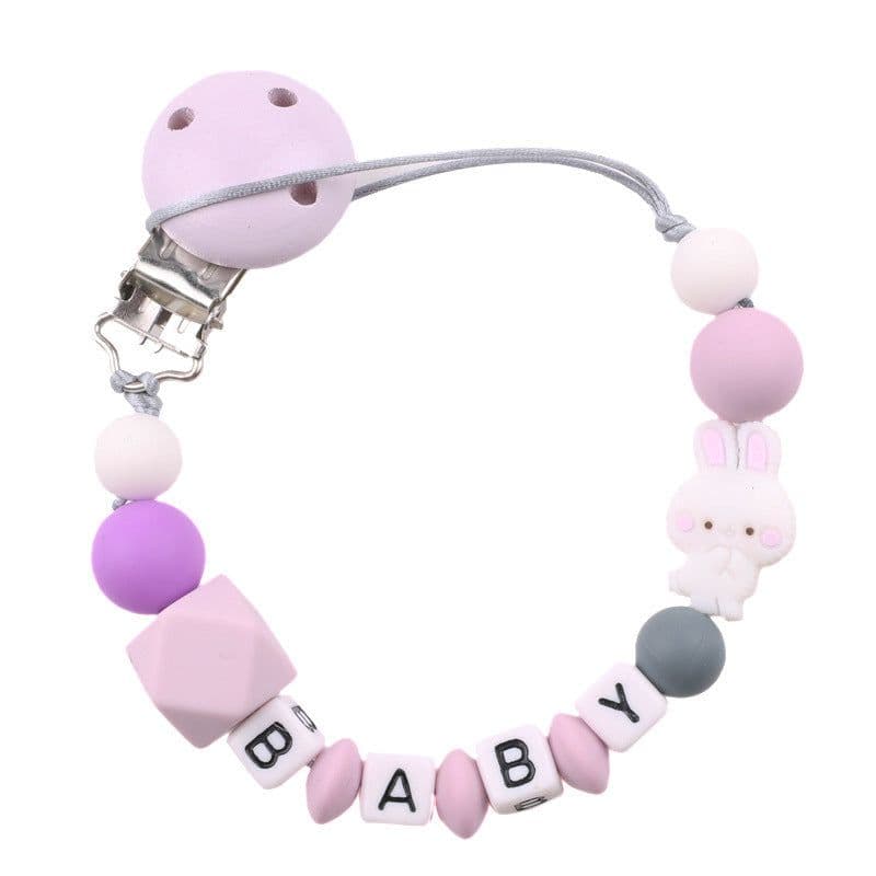image-AliExpress Baby Pacifier Clip Chain Teether Anti-dropping Chain Bunny Silicone Bead Pacifier Chain Baby Products