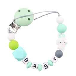 image-AliExpress Baby Pacifier Clip Chain Teether Anti-dropping Chain Bunny Silicone Bead Pacifier Chain Baby Products
