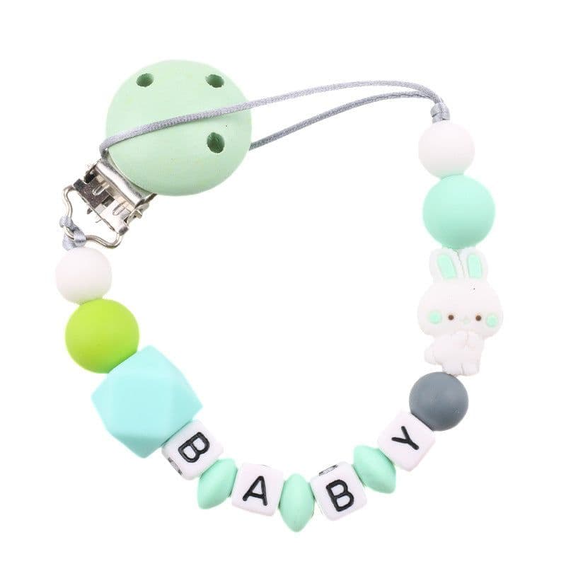 image-AliExpress Baby Pacifier Clip Chain Teether Anti-dropping Chain Bunny Silicone Bead Pacifier Chain Baby Products
