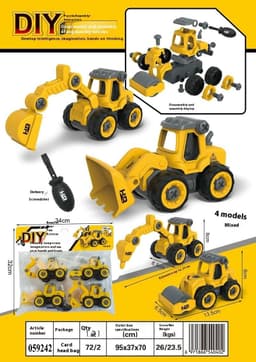 image-Disassembly And Assembly 4 In One Deformation Scene Engineering Vehicle Sliding Track Crane Excavator Toy