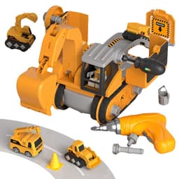 image-Disassembly And Assembly 4 In One Deformation Scene Engineering Vehicle Sliding Track Crane Excavator Toy