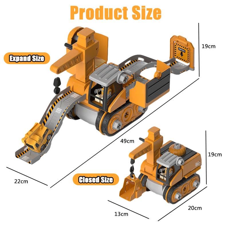 image-Disassembly And Assembly 4 In One Deformation Scene Engineering Vehicle Sliding Track Crane Excavator Toy