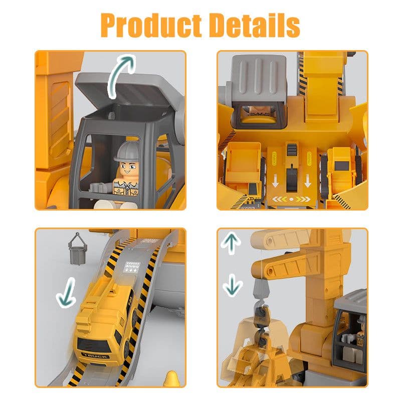 image-Disassembly And Assembly 4 In One Deformation Scene Engineering Vehicle Sliding Track Crane Excavator Toy