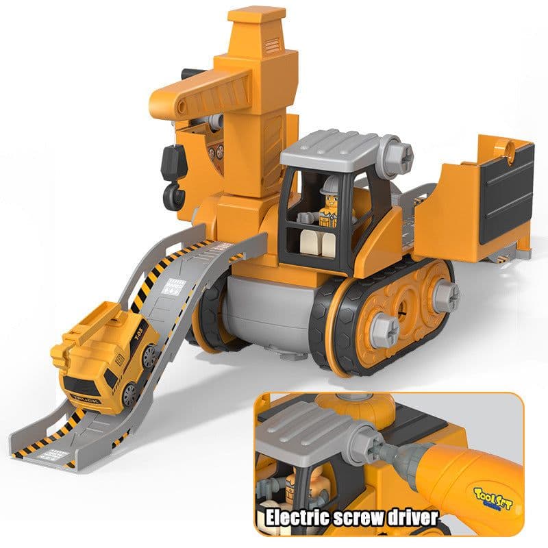 image-Disassembly And Assembly 4 In One Deformation Scene Engineering Vehicle Sliding Track Crane Excavator Toy