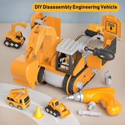 image-Disassembly And Assembly 4 In One Deformation Scene Engineering Vehicle Sliding Track Crane Excavator Toy