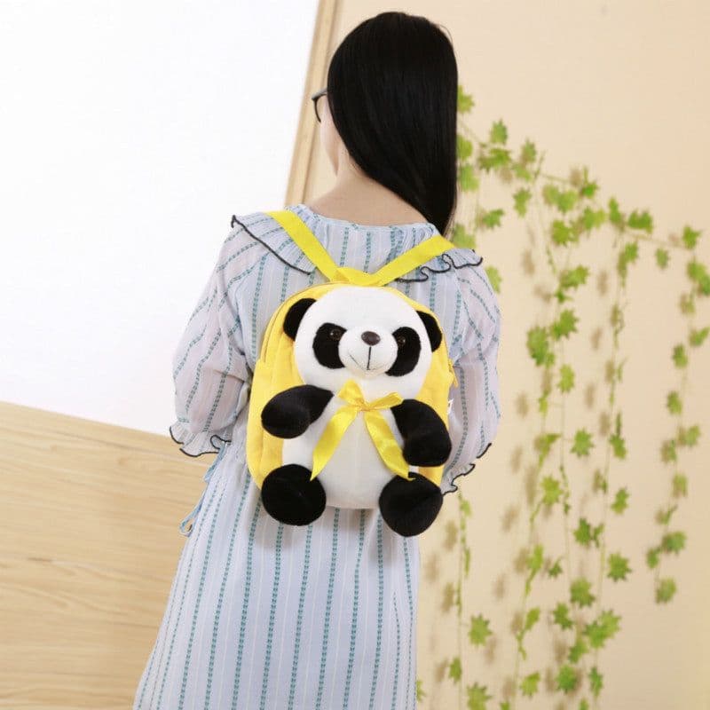 image-Plush panda school bag