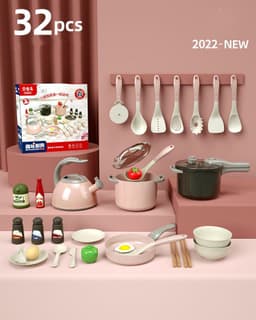 image-Simulation Kitchen Baby Cooking Sound Light Large Size Rice Cooker Children Play Home Toys Set