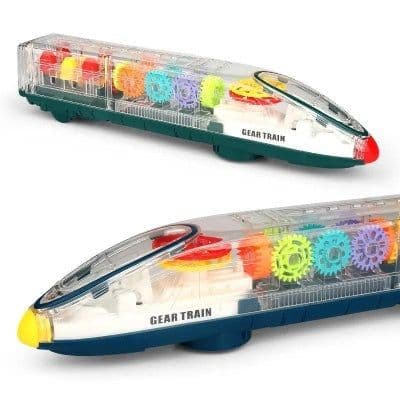 image-Transparent Gear Motor Car CRH Harmony Electric Universal Light Children's Educational Toys