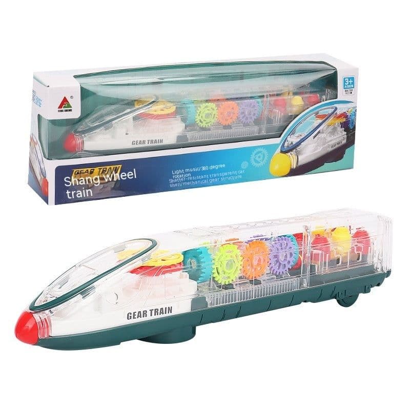 image-Transparent Gear Motor Car CRH Harmony Electric Universal Light Children's Educational Toys