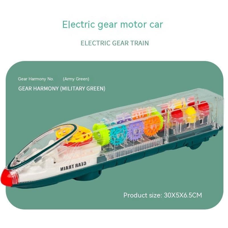 image-Transparent Gear Motor Car CRH Harmony Electric Universal Light Children's Educational Toys